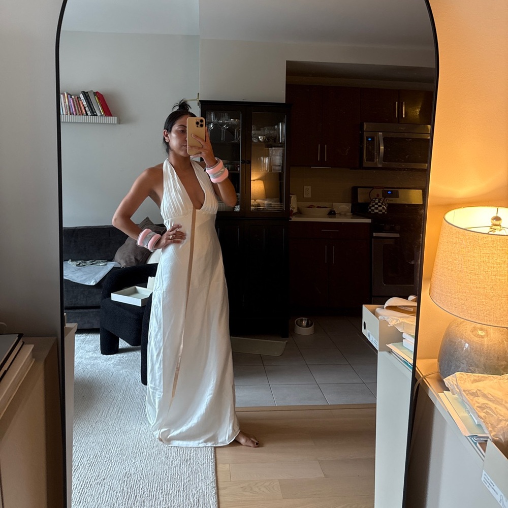 MESHKI White Halter Maxi Dress